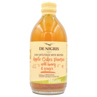 De Nigris Organic Apple Cider Vinegar - Honey &amp; Ginger (500ml)