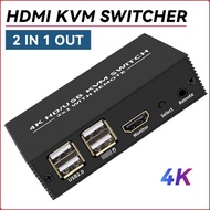 2160P สวิตช์ HDMI SWITCH KVM 4Kx2K 60Hz สวิตช์ USB 2x1 พอร์ต HDMI2.0 และพอร์ตแชร์ USB KVM 4X1