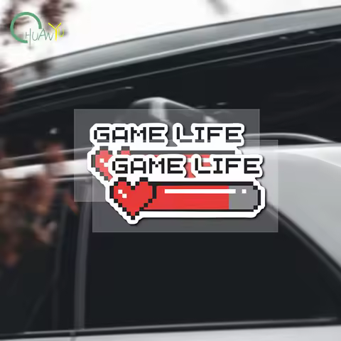 GAME LIFE Car Sticker Game Life Red Heart Pixel Style Creative Design Car Motorcycle Laptop Decal