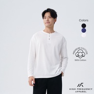 HFA Men's Henley Relaxed Cotton Long Sleeve T-Shirt