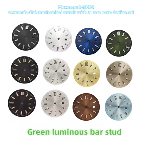 24.2mm Green Lume Sunburst Woman Watch Dial Suitable for Seiko Datejust NH05/06 Automatic Movement M