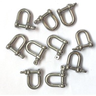 JY-Marine Stainless Steel Mini D Shackle, 4mm, Silver Color,for Paracord Jewelry, Marine Tackle-10 P