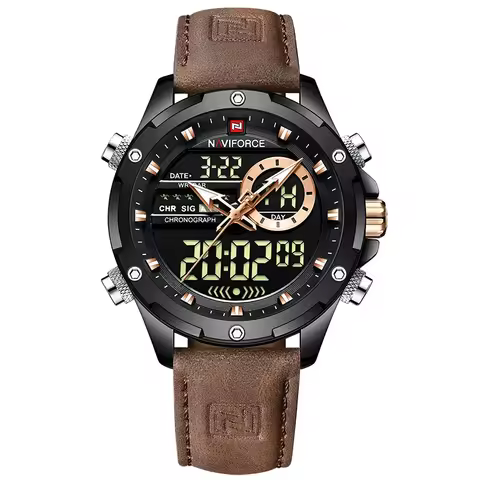 NAVIFORCE NF9208 Digital Men Military Watch Waterproof Wristwatch LED Quartz Clock Sport Big Watches