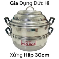 Nồi Hấp 2 Tầng Văn Hóa - Xửng Hấp 30cm nhôm nhiệt vn có tay cầm Cách Nhiệt
