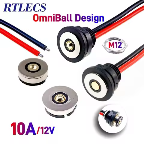 Magnetic Circular PogoPin Connector 10A Male Female Metal Spring Loaded 1 Pin DC Power Charger 16AWG