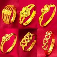 24K Plated Gold Ring Women's LOVE Heart Ring Korean Gold Ring Gold Cincin
