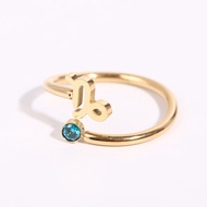 Nhẫn Kim Loại Không Gỉ 12 Chòm Sao Nhẫn Chữ Runes Sinh Nhật Nhẫn Đá Quý Zirconia Khóa Mở Nhẫn Thời T