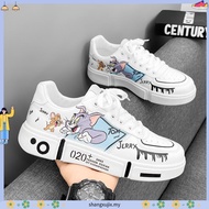 Anime Cat and Mouse Board Shoes Casual Shoes Canvas High-Top Men's Shoes White Elevator Shoes