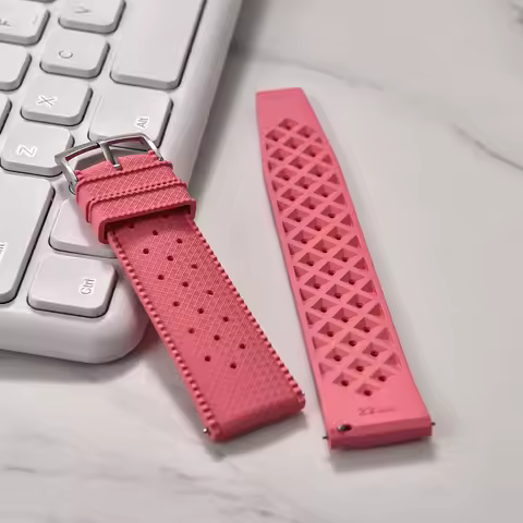 Tropical FKM Rubber Strap Quick Release Diver Band 22mm Pink Rubber Waterproof Rubber Tropical Strap