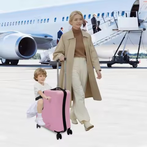 2-in-1 Kids Ride-On Suitcase, 20L Carry-On Luggage with Seat & Wheels for Ages 3-6