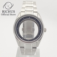 RICHUS NH35 Case 40mm Silver Watch Case With Strap Sapphire Glass Fit NH34 NH35 NH36 Movement