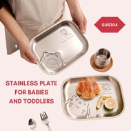 ELC-Premium stainless plate 304 thick partition | 304 stainless steel children's dinner plate, food 