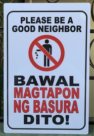 Bawal Magtapon ng Basura Signage Hard PVC 7.8x11 inches