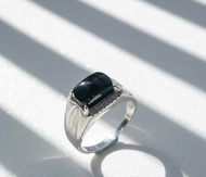 墨翠翡翠馬鞍戒指 925純銀 | 天然緬甸玉A貨翡翠 | 送禮