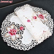 [ANSOUL] Oval   Floral Embroidered Lace Tablecloth Table Mat Decor 40*85cm