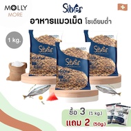 MOLLY✨ Silver ซิลเวอร์ อาหารแมว ชนิดเม็ด เกรดพรีเมี่ยม โซเดียมต่ำ ขนสวย สุขภาพดี ถุงบรรจุจากโรงงาน