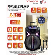 Speaker Advance K-1509 Speaker 15 inch Dual Microphone Wireless Garansi Resmi Advance 1 Tahun
