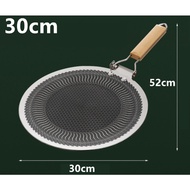 304 Stainless Steel Honeycomb Grill Pan BBQ Frying Plate Foldable Wooden Handle Non-Stick Pan Gas In