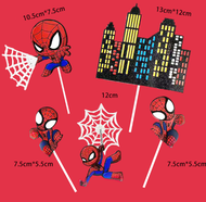 SHUAIAN 5 Pcs Cake Topper Hiasan Dekorasi Kue Ulang Tahun Karakter Spiderman Mini Tema Superhero Ave