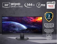 New Dell S3422DWG 34"inch 144hz 1ms 3440x1440 Curved Gaming Monitor- Ready stock