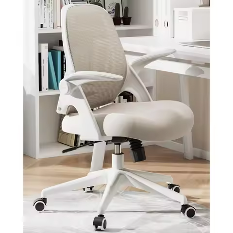 hbada office desk chair with flip-up armrests and saddle cushion, ergonomic office chair with s-shap