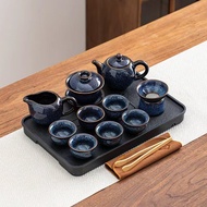 [Genuine Product] Kung Fu Tea Set Household Whole Set with Tea Tray Teapot Ceramic One Set Cover Bow