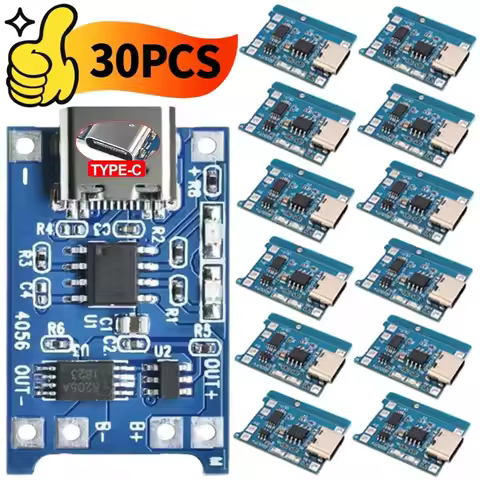 10-30PCS Type-C Interface Charging Board with Protection Dual Functions 18650 TP4056 Lithium Battery