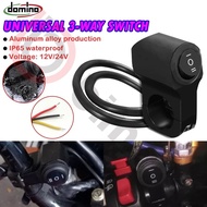 Domino Motorcycle Mini Driving Light Switch 3 Way Switch On Off On Switch With Clamp Waterproof