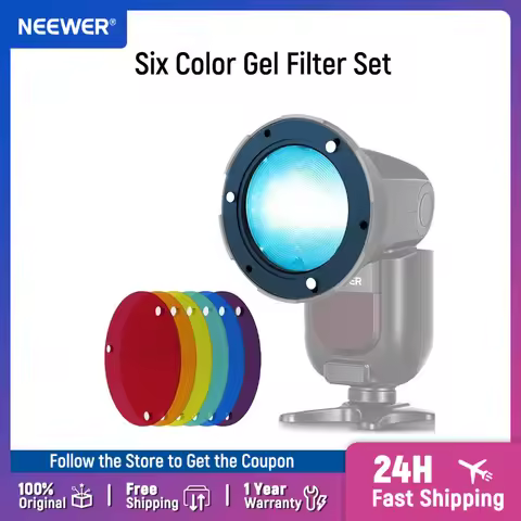 NEEWER Six Color Gel Filter Set Magnetic Flash Accessories Kit for Square Head Speedlight & Z1 Z2 Z2