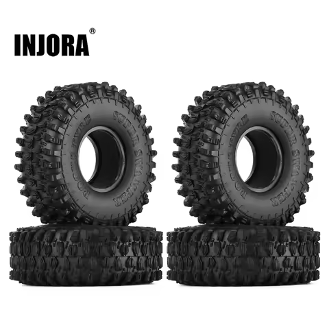 INJORA 4PCS 120MM 1.9" Rubber Rock Tyres Wheel Tires for 1:10 RC Crawler Car Axial SCX10 90046 AXI03