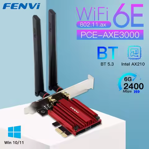 FENVI WiFi 6E AX210 5374Mbps Wireless PCIE Adapter Tri Band 2.4G/5G/6Ghz Compatible Bluetooth5.3 Net