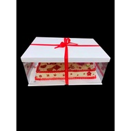 buffet tray set bekas plastik transparent Kotak kek hari jadi telus segi empat tepat yang besar, dua