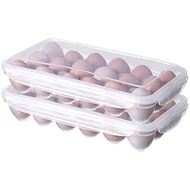 XBY-US 2 Pack Covered Egg Holders For Refrigerator, Plastic Storage Container/ Deviled Egg Tray Carr