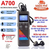 Quà Tặng Kèm - Máy Ghi Âm, Thiết Bị Ghi Âm Cao cấp GH700 Pin Trên 300h Hỗ Trợ 2 Micro Ghi Âm. MP3 Pl