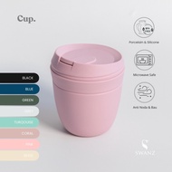 SWANZ Yono Cup - Tumbler Coffee Mug Ceramic Glass, Coffee Drinking Bottle, Spill-Proof, BPA Free