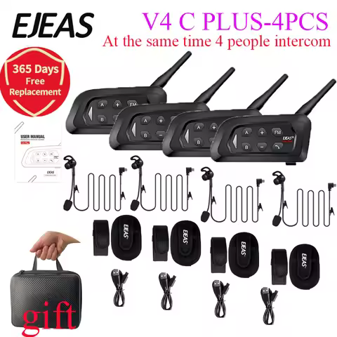 EJEAS V4 C Plus At the same time 4 people intercom in-ear referee intercom Waterproof lP65 FM radio 