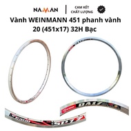 Weinmann DA17, SP17 bicycle rims and braces 20inch 451, 32 holes, rim brake, silver.