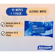 lcosm Alcean 75% Alcohol Disinfectant Classic Wet Wipes 10’s