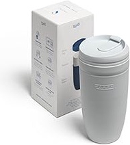 Swanz Porcelain Coffee Travel Mug with Leakproof Lid, Reusable Insulated Ceramic Tea Cup with Silico