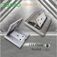 (SIRIM) Zenso Grande Heavy Duty13A 3 Pin 250V Metal Floor Mounted Socket Outlet With Flip Cover Pop 