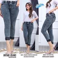 INTAN pearl jeans snow black jeans. Stretchy Jeans. Elastic Waist Jeans