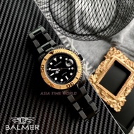 BALMER | 7918G BK-4 Gold Bezel Sapphire Men's Watch with 50m Water Resistant Black Stainless Steel |