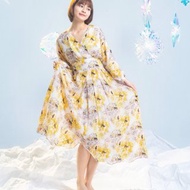【LADY】長袖善舞的薯條 日本和服式洋裝 京都平等院 紗紗長裙