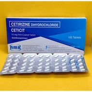 CETICIT CETIRIZINE 10mg TABLET Antihistamine for allergy - 100 tablets per box