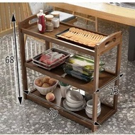 木製儲物小推車置物架（茶色升級3層70置物架）#DKHH