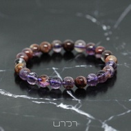 Navastone กำไลหินแท้ หินโป่งข่ามอเมทิสต์ หินอเมทิสต์แก้วปวกแดง (สีธรรมชาติ) ขนาด 8 มิล Phantom Ameth