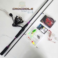 Combo Cần lure Cá Sấu Hắc Ám Crocodile màu đen + máy câu Deukio AC3000 và bộ quà tặng cực sịn