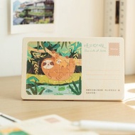 【拼風景明信片-慢活樹懶】台灣紀念品 / 木製卡片 / 25片拼圖