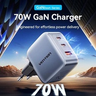 HP Charger Adapter Head 70W 3-Port Type-C USB Fast Charging Charger Dash Series Vention GaN