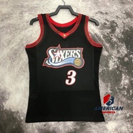 Hot Pressed Men's Jersey Phaladelphia 76ers Allen Iverson Black Basketball Jersey